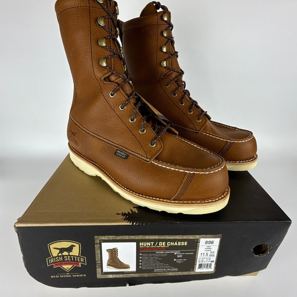 Irish Setter Wingshooter 896 Brown Leather Boots Mens 11.5 E2 Waterproof 400g
